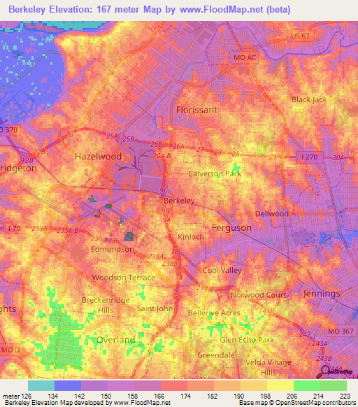 Berkeley,US Elevation Map