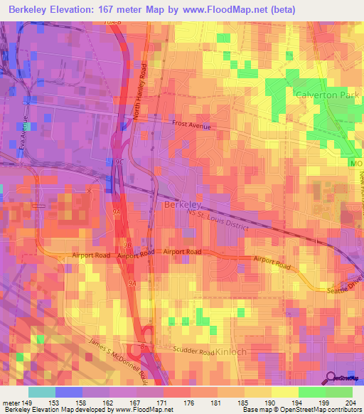 Berkeley,US Elevation Map