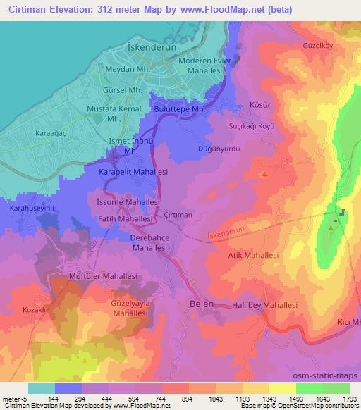 Cirtiman,Turkey Elevation Map