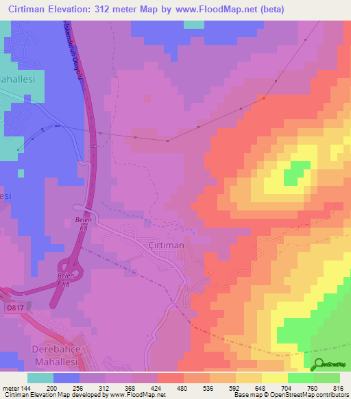 Cirtiman,Turkey Elevation Map