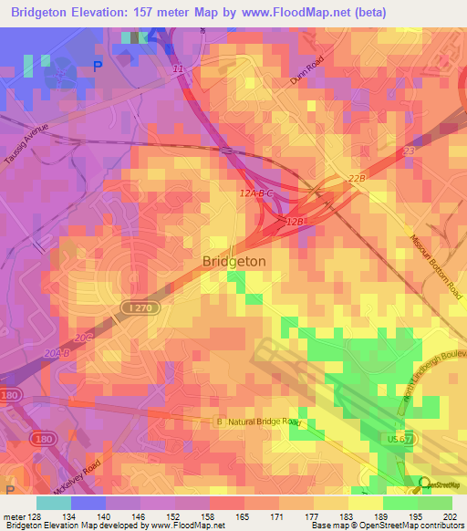 Bridgeton,US Elevation Map