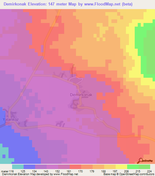 Demirkonak,Turkey Elevation Map