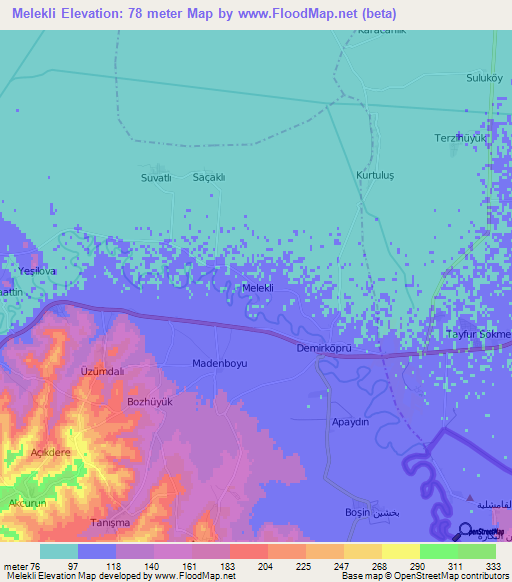 Melekli,Turkey Elevation Map