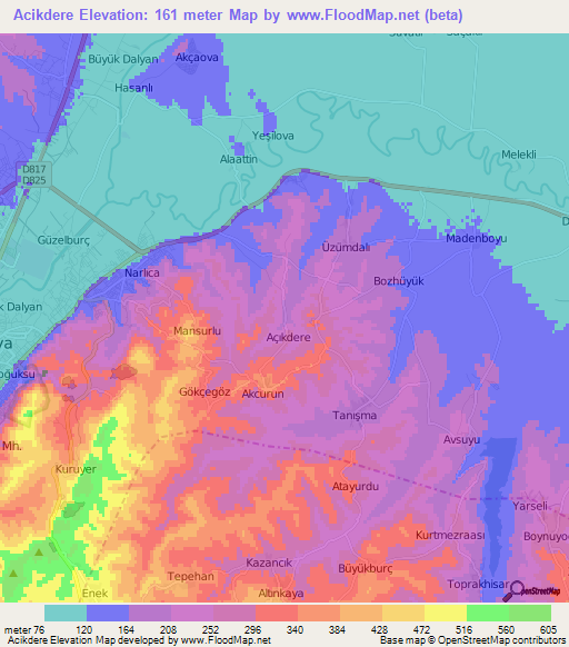 Acikdere,Turkey Elevation Map