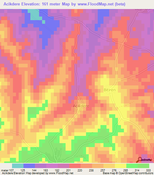 Acikdere,Turkey Elevation Map