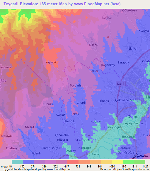 Toygarli,Turkey Elevation Map