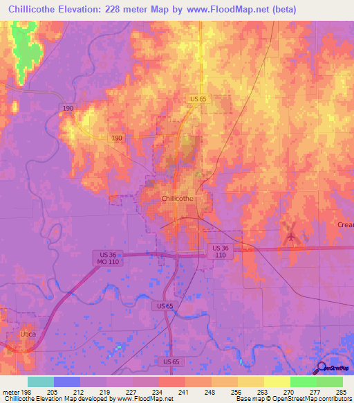 Chillicothe,US Elevation Map