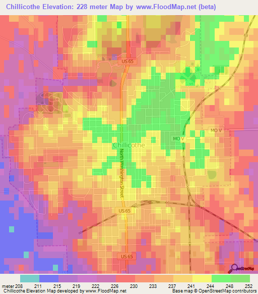 Chillicothe,US Elevation Map