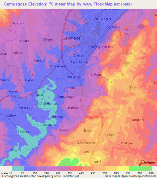 Gumusgoze,Turkey Elevation Map