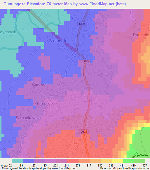 Gumusgoze,Turkey Elevation Map