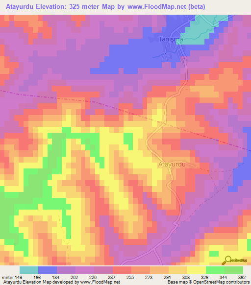 Atayurdu,Turkey Elevation Map