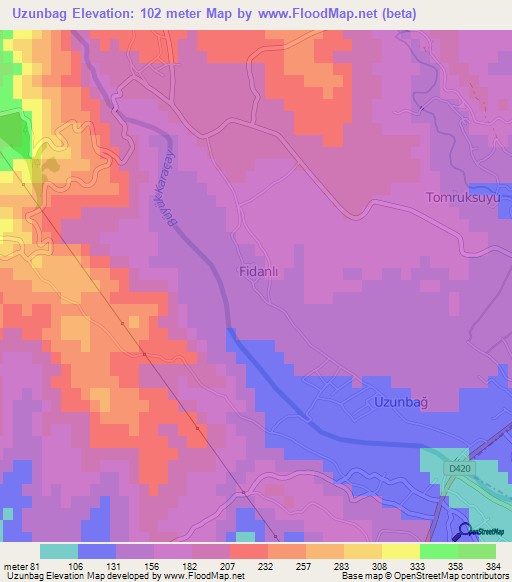 Uzunbag,Turkey Elevation Map