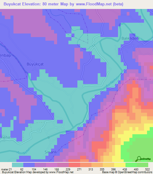 Buyukcat,Turkey Elevation Map