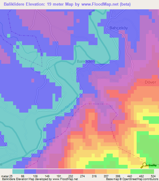 Baliklidere,Turkey Elevation Map