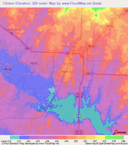 Clinton,US Elevation Map