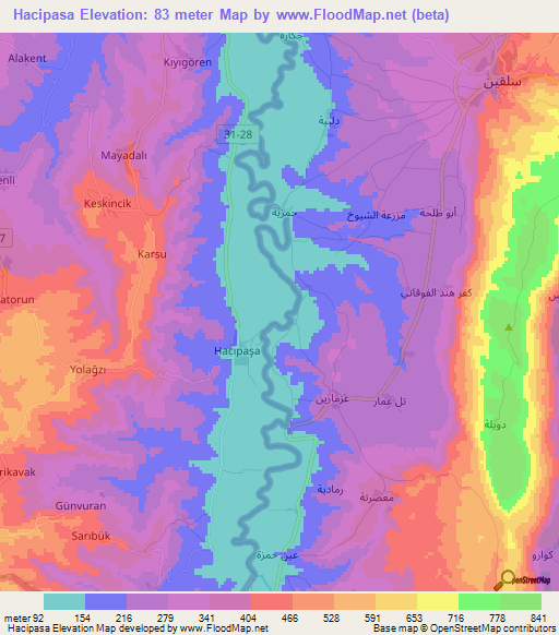 Hacipasa,Turkey Elevation Map