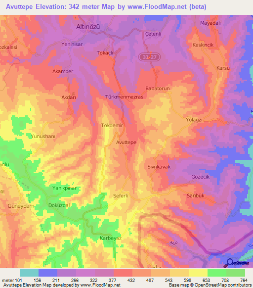 Avuttepe,Turkey Elevation Map