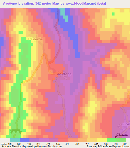 Avuttepe,Turkey Elevation Map