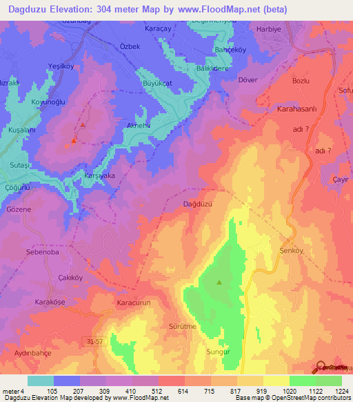 Dagduzu,Turkey Elevation Map