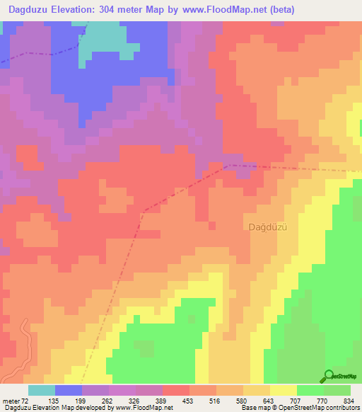 Dagduzu,Turkey Elevation Map