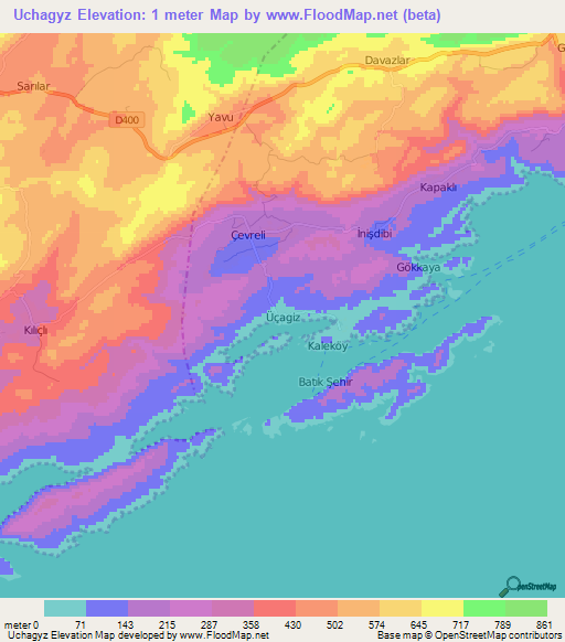 Uchagyz,Turkey Elevation Map