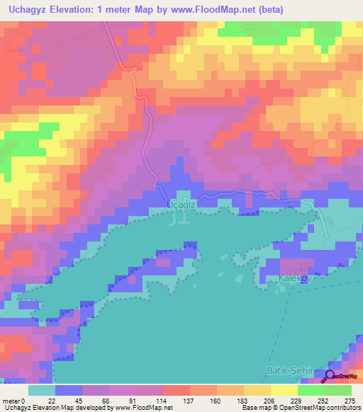 Uchagyz,Turkey Elevation Map