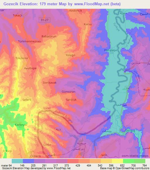 Gozecik,Turkey Elevation Map