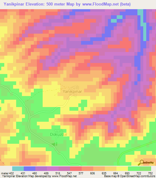 Yanikpinar,Turkey Elevation Map