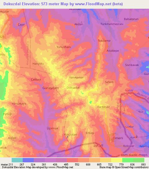 Dokuzdal,Turkey Elevation Map