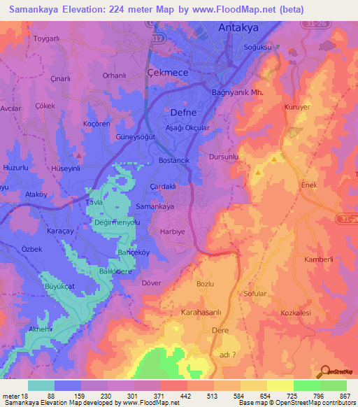 Samankaya,Turkey Elevation Map