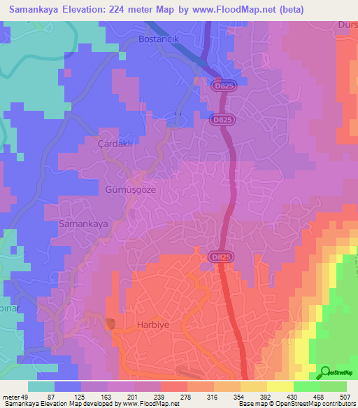 Samankaya,Turkey Elevation Map