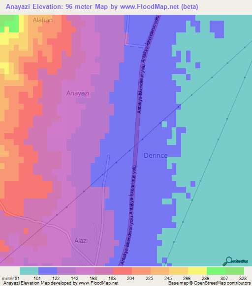 Anayazi,Turkey Elevation Map