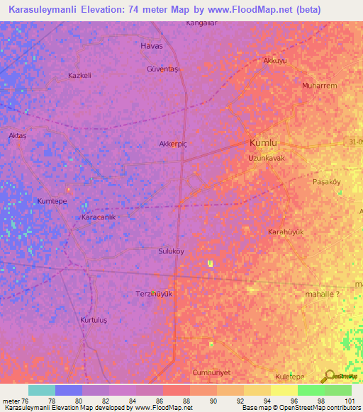 Karasuleymanli,Turkey Elevation Map