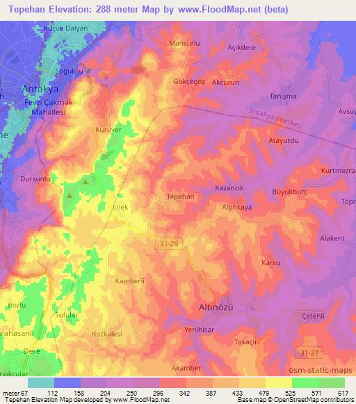 Tepehan,Turkey Elevation Map