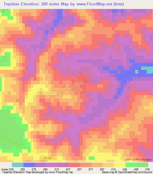 Tepehan,Turkey Elevation Map