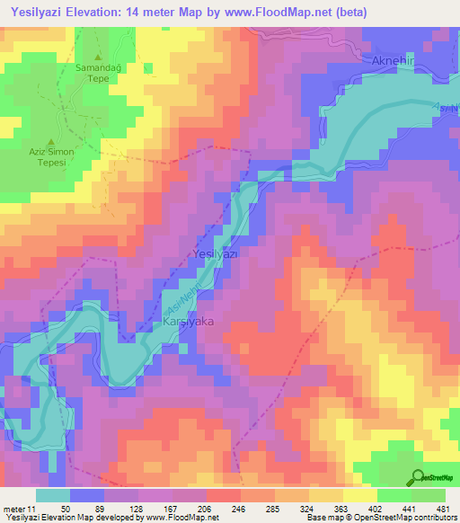 Yesilyazi,Turkey Elevation Map