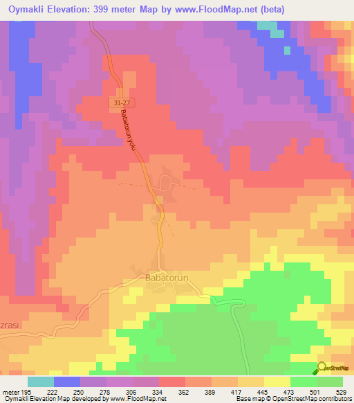 Oymakli,Turkey Elevation Map