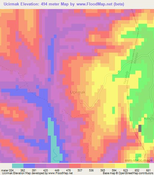 Ucirmak,Turkey Elevation Map