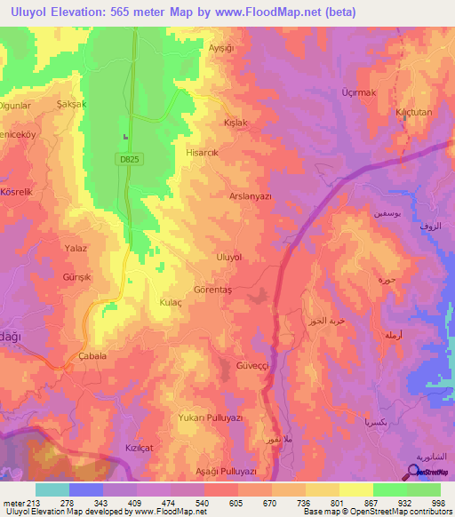 Uluyol,Turkey Elevation Map