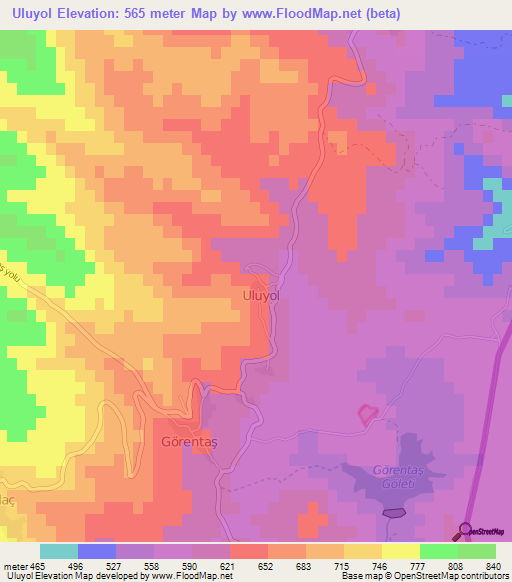 Uluyol,Turkey Elevation Map