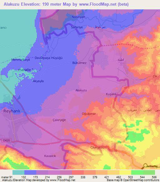 Alakuzu,Turkey Elevation Map