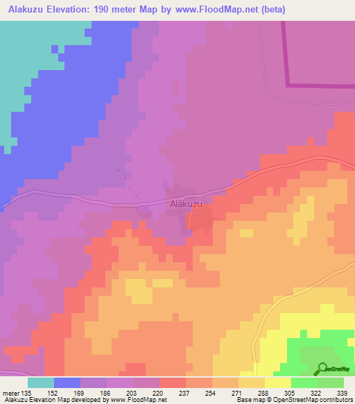 Alakuzu,Turkey Elevation Map