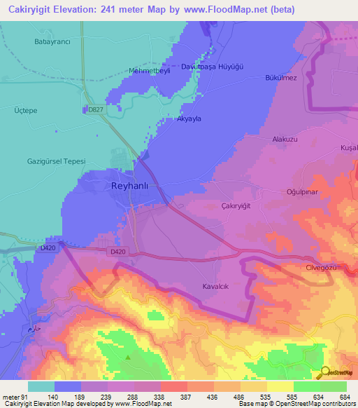 Cakiryigit,Turkey Elevation Map