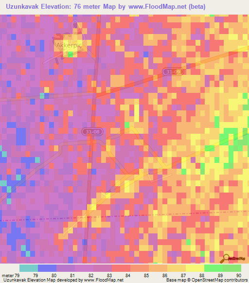 Uzunkavak,Turkey Elevation Map