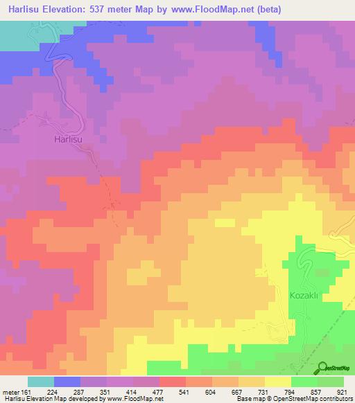 Harlisu,Turkey Elevation Map