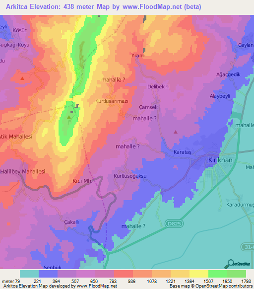 Arkitca,Turkey Elevation Map