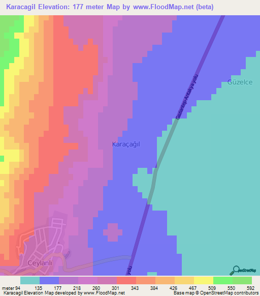 Karacagil,Turkey Elevation Map