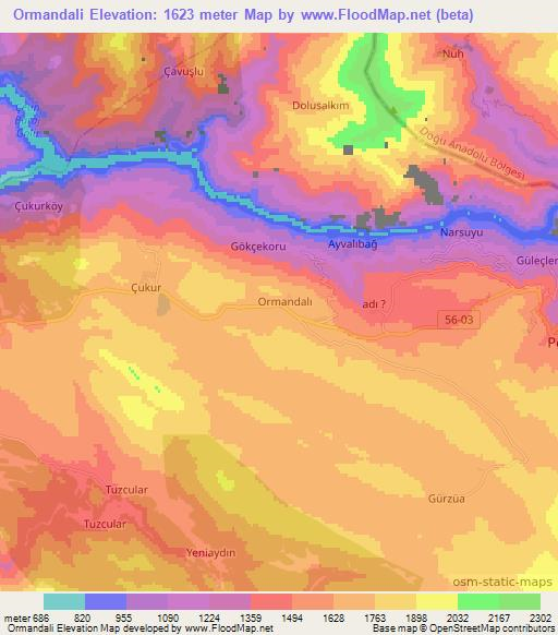 Ormandali,Turkey Elevation Map