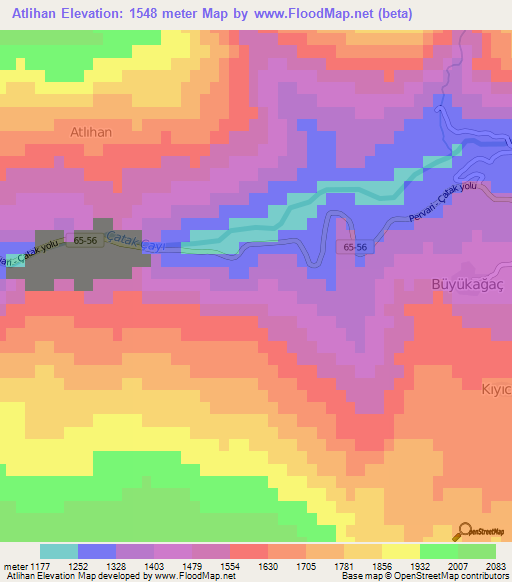 Atlihan,Turkey Elevation Map