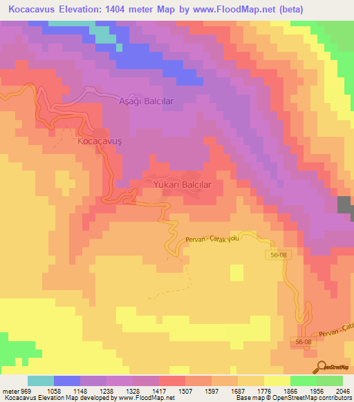 Kocacavus,Turkey Elevation Map